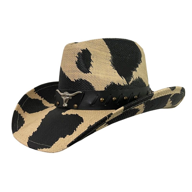 Pembekal Topi Jerami Cow Print Cowgirl