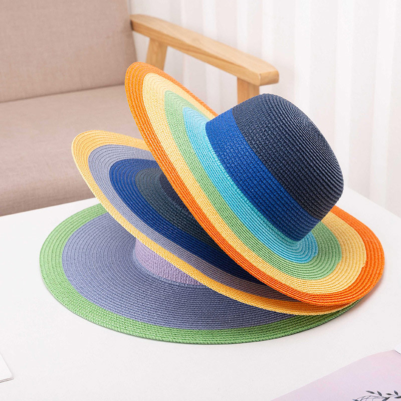 Logo Tersuai Rainbow Stripe Floppy Straw Hat